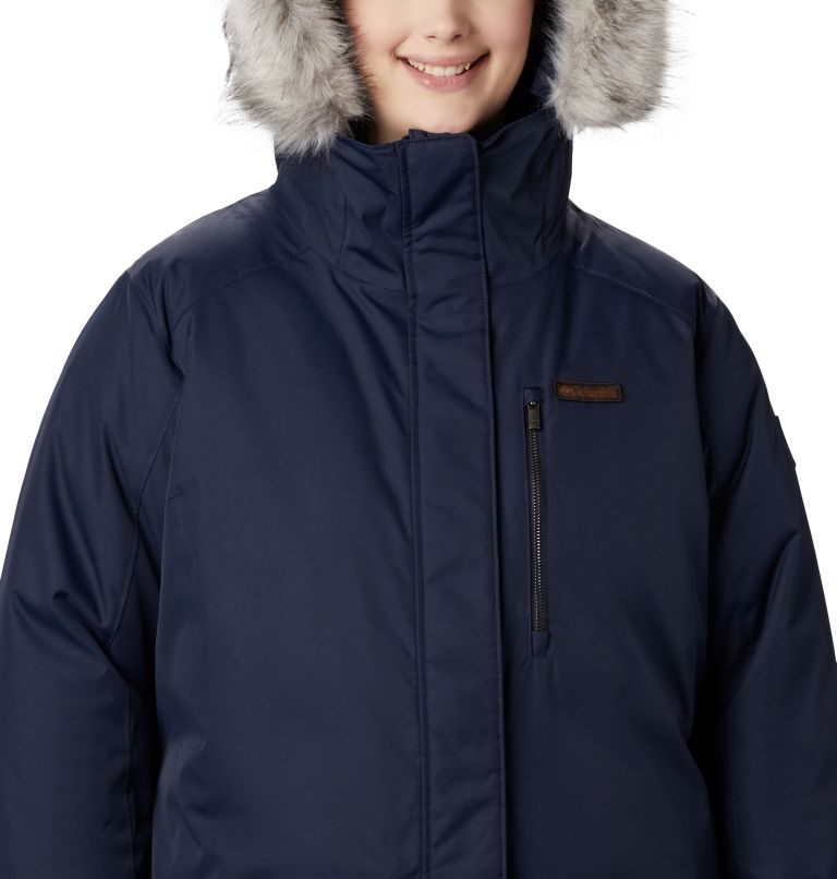 Women's Columbia Suttle Mountain Long Insulated Jackets Navy | Plus Size CA-Y3014